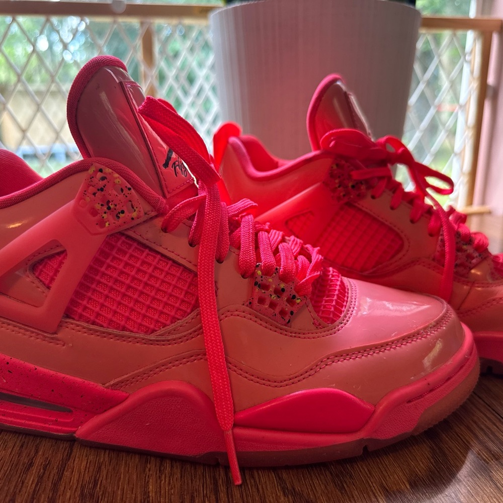 Jordan 4 Pink Sneakers with Mesh and Leather
